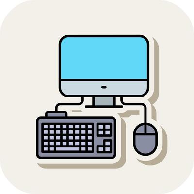 Computer Line Filled White Shadow Icon