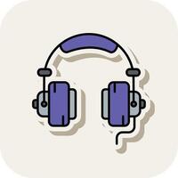 Headphone Line Filled White Shadow Icon vector