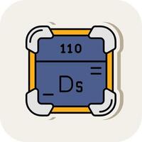 Darmstadtium línea lleno blanco sombra icono vector
