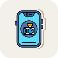 Camera Line Filled White Shadow Icon vector