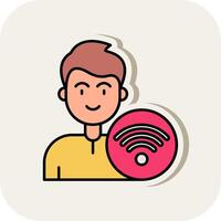 Wifi Line Filled White Shadow Icon vector