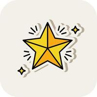 Star Line Filled White Shadow Icon vector