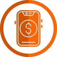 Dollar Glyph Orange Circle Icon vector