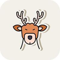 Deer Line Filled White Shadow Icon vector