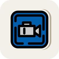 Video Line Filled White Shadow Icon vector