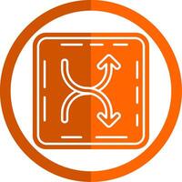 Shuffle Glyph Orange Circle Icon vector