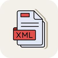 Xml Line Filled White Shadow Icon vector