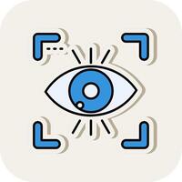 Eye Line Filled White Shadow Icon vector