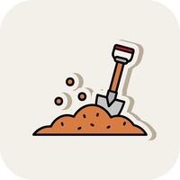 Shovel Line Filled White Shadow Icon vector