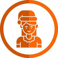 Girl Glyph Orange Circle Icon vector