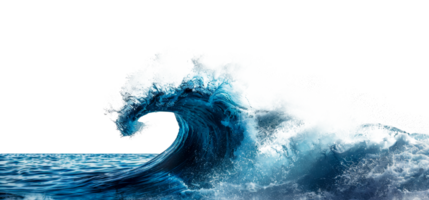 AI generated Curling blue ocean wave on transparent background - stock png. png