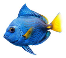 ai generado azul tropical pescado con amarillo aletas en transparente antecedentes - valores png. png