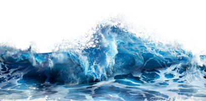 AI generated Dynamic ocean wave cresting with foam on transparent background - stock png. png