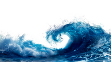 AI generated Curling blue ocean wave on transparent background - stock png. png