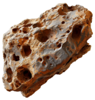 AI generated Natural honeycomb rock structure with intricate holes on transparent background - stock png. png