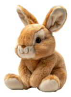 AI generated Cute plush bunny toy with soft fur on transparent background - stock png. png