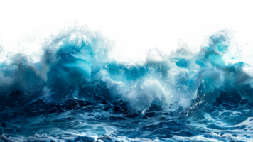 AI generated Curling blue ocean wave on transparent background - stock png. png