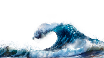 AI generated Curling blue ocean wave on transparent background - stock png. png