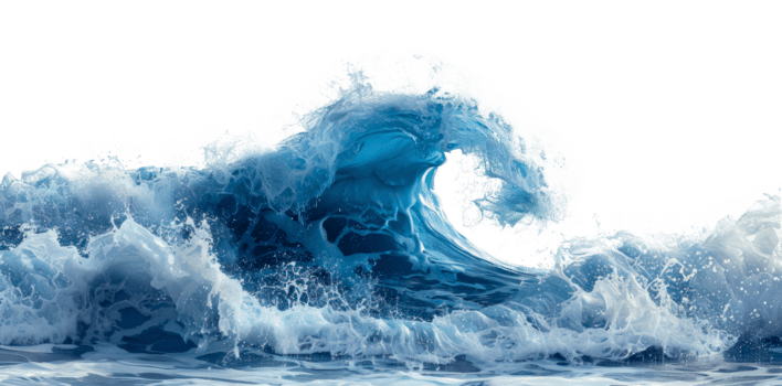 AI generated Dynamic ocean wave cresting with foam on transparent background - stock png. png