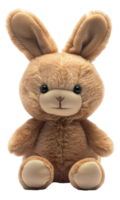 AI generated Cute plush bunny toy with soft fur on transparent background - stock png. png