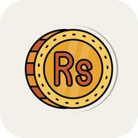 Rupee Line Filled White Shadow Icon vector