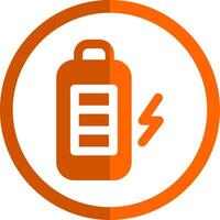 Battery Glyph Orange Circle Icon vector