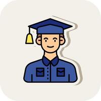 Student Line Filled White Shadow Icon vector