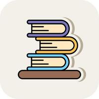 Books Line Filled White Shadow Icon vector