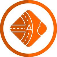 Navigation Glyph Orange Circle Icon vector