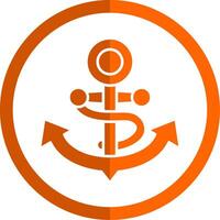 Anchor Glyph Orange Circle Icon vector