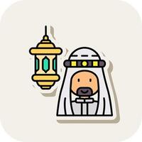 Arabic Line Filled White Shadow Icon vector