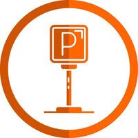 Parking Glyph Orange Circle Icon vector