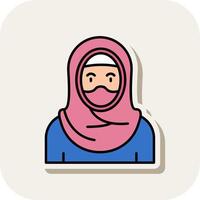 Muslim Line Filled White Shadow Icon vector