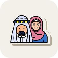 Muslim Line Filled White Shadow Icon vector