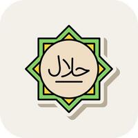 Halal Line Filled White Shadow Icon vector