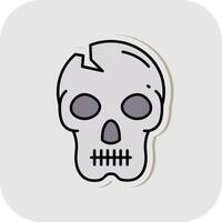 Skull Line Filled White Shadow Icon vector