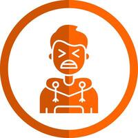 Anguish Glyph Orange Circle Icon vector