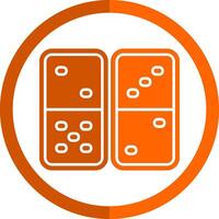 dominó glifo naranja circulo icono vector