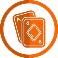 Poker Glyph Orange Circle Icon vector