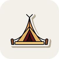 Tent Line Filled White Shadow Icon vector