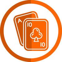 Poker Glyph Orange Circle Icon vector