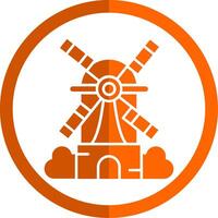 Windmill Glyph Orange Circle Icon vector