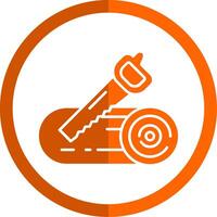 Sawing Glyph Orange Circle Icon vector