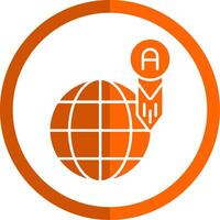 Worldwide Glyph Orange Circle Icon vector