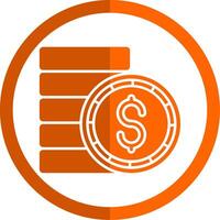 Coin Glyph Orange Circle Icon vector