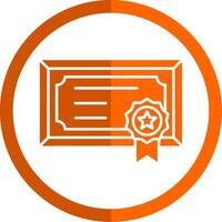 Certificate Glyph Orange Circle Icon vector