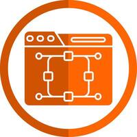 Curve Glyph Orange Circle Icon vector