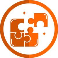 Puzzle Glyph Orange Circle Icon vector