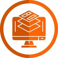 Layer Glyph Orange Circle Icon vector