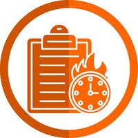 Deadline Glyph Orange Circle Icon vector